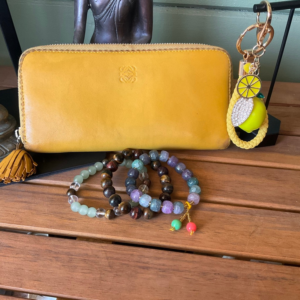 Vintage Loewe Yellow Leather Wallet